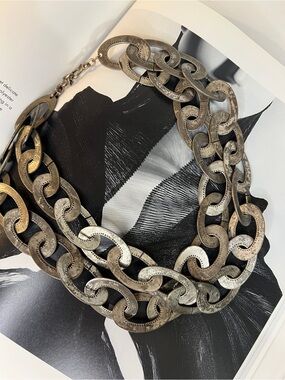Statement Chunky Link Necklace in Aged Silver